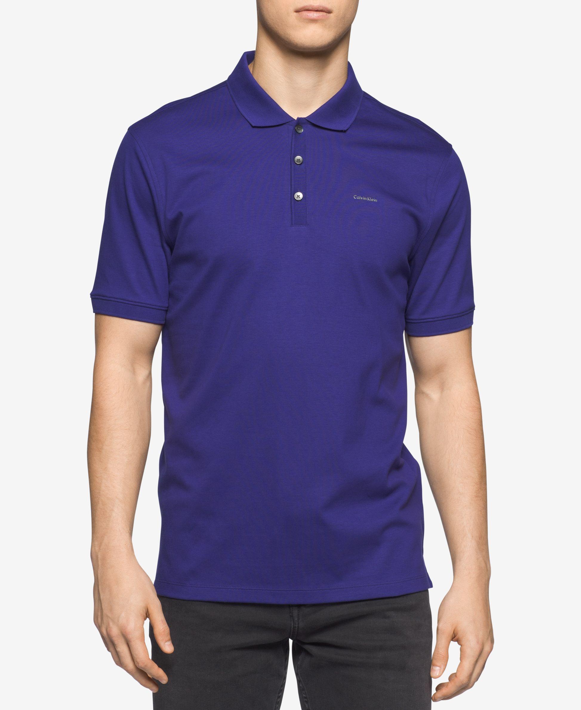 Calvin klein Men's Liquid Cotton Polo Shirt in Purple for Men Lyst